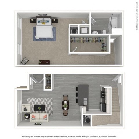 Floor plan for 1 bed, 1 bath, 1198 sqft